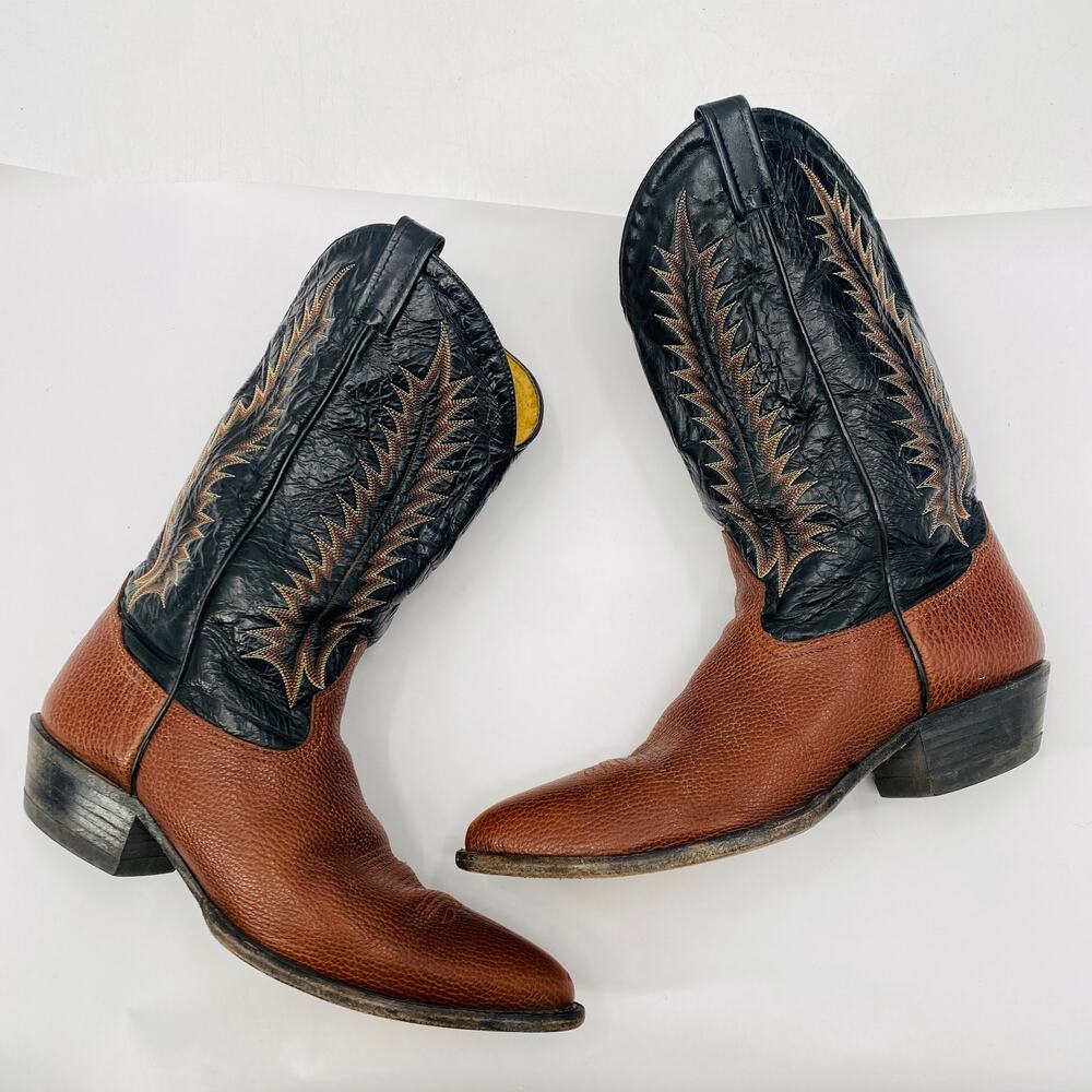 Tony Lama 12 brown black western leather cowboy boots